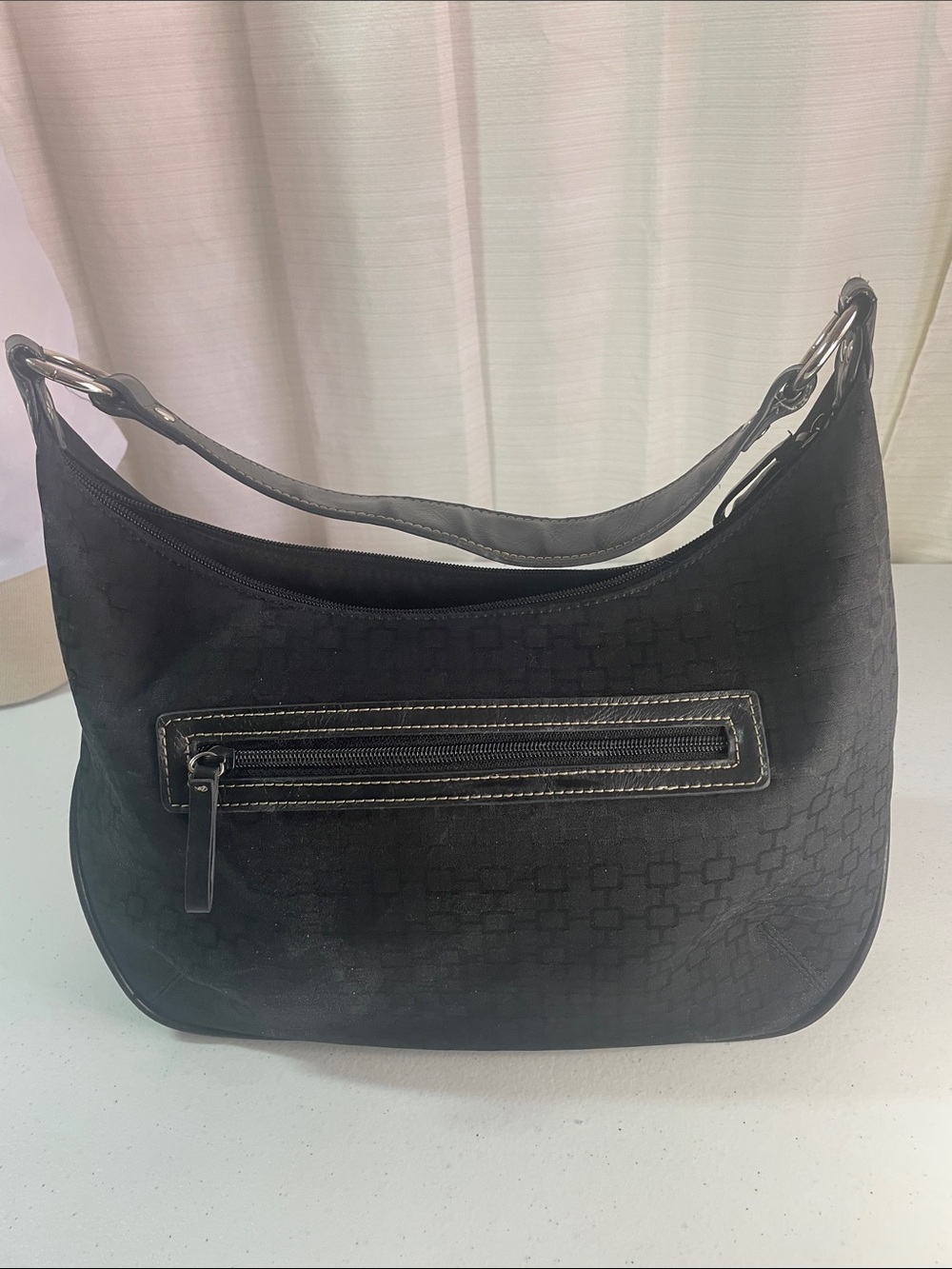 Nine West Black Hobo Shoulder Bag with Front Zip